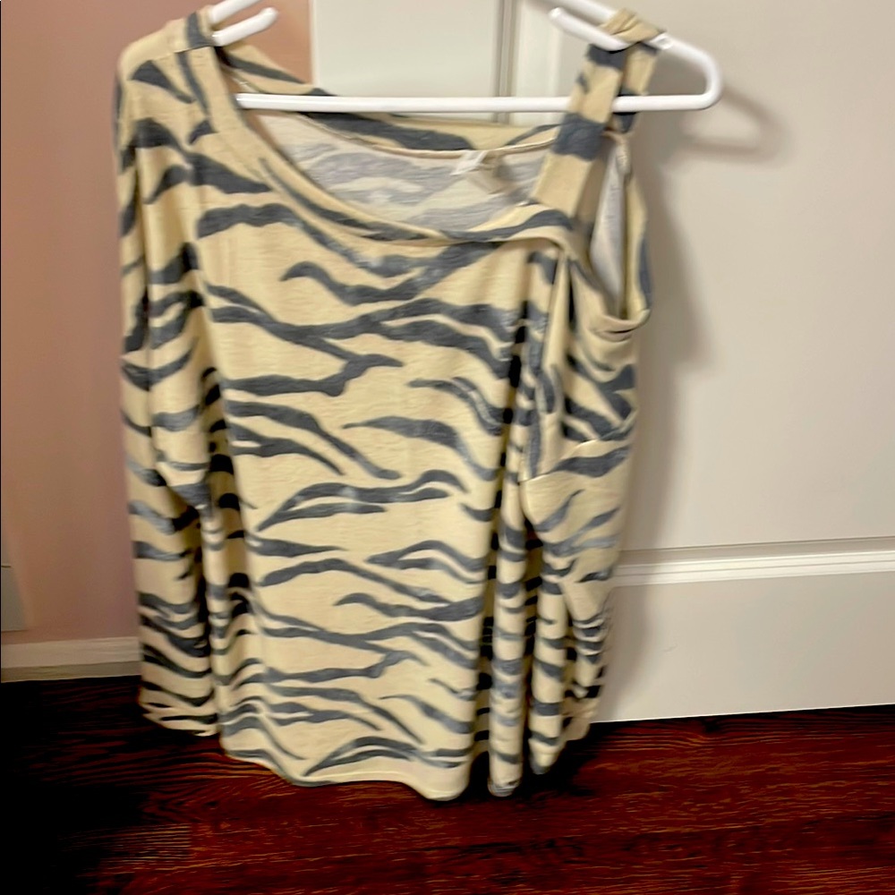 Striped Gray and Cream Women's Top